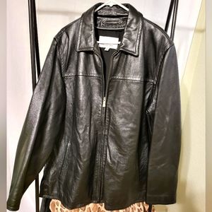 Wilsons Leather Black Leather Zip-Front Jacket